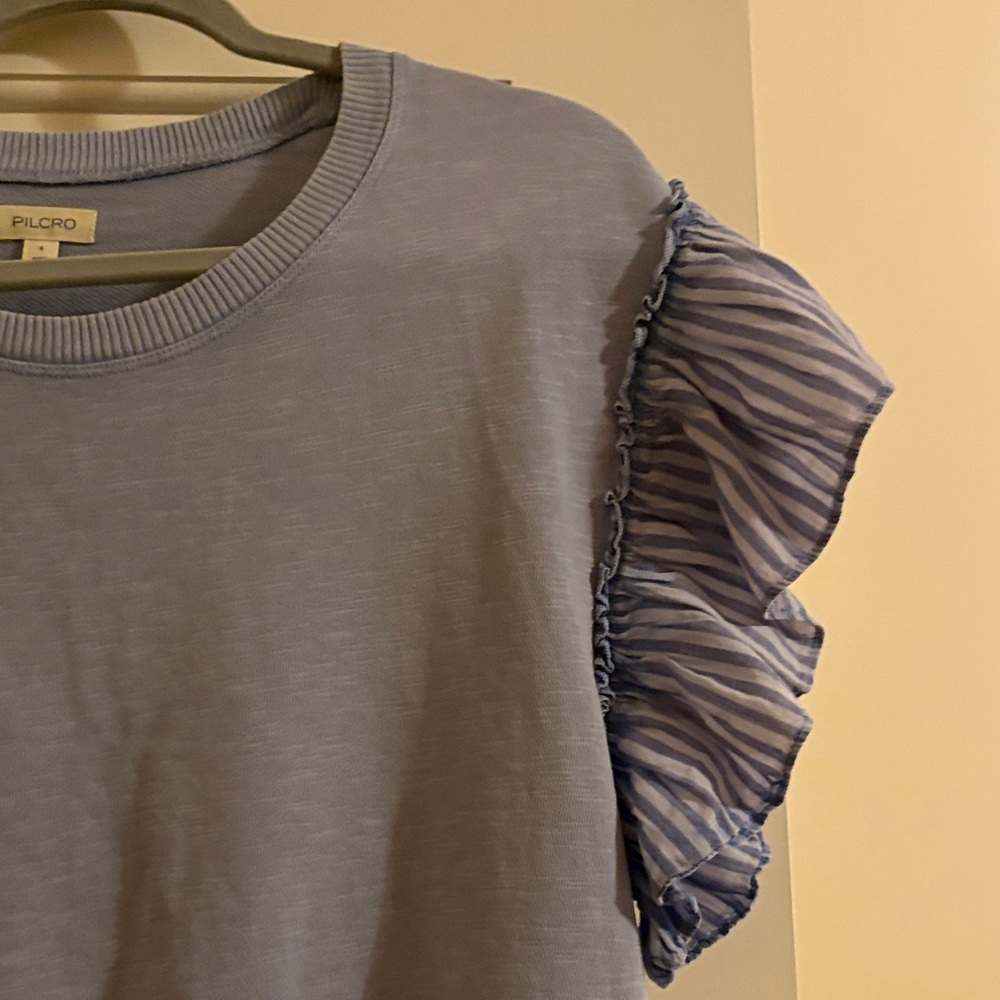 Blue Ruffle Sleeve Top - Picture 3 of 8